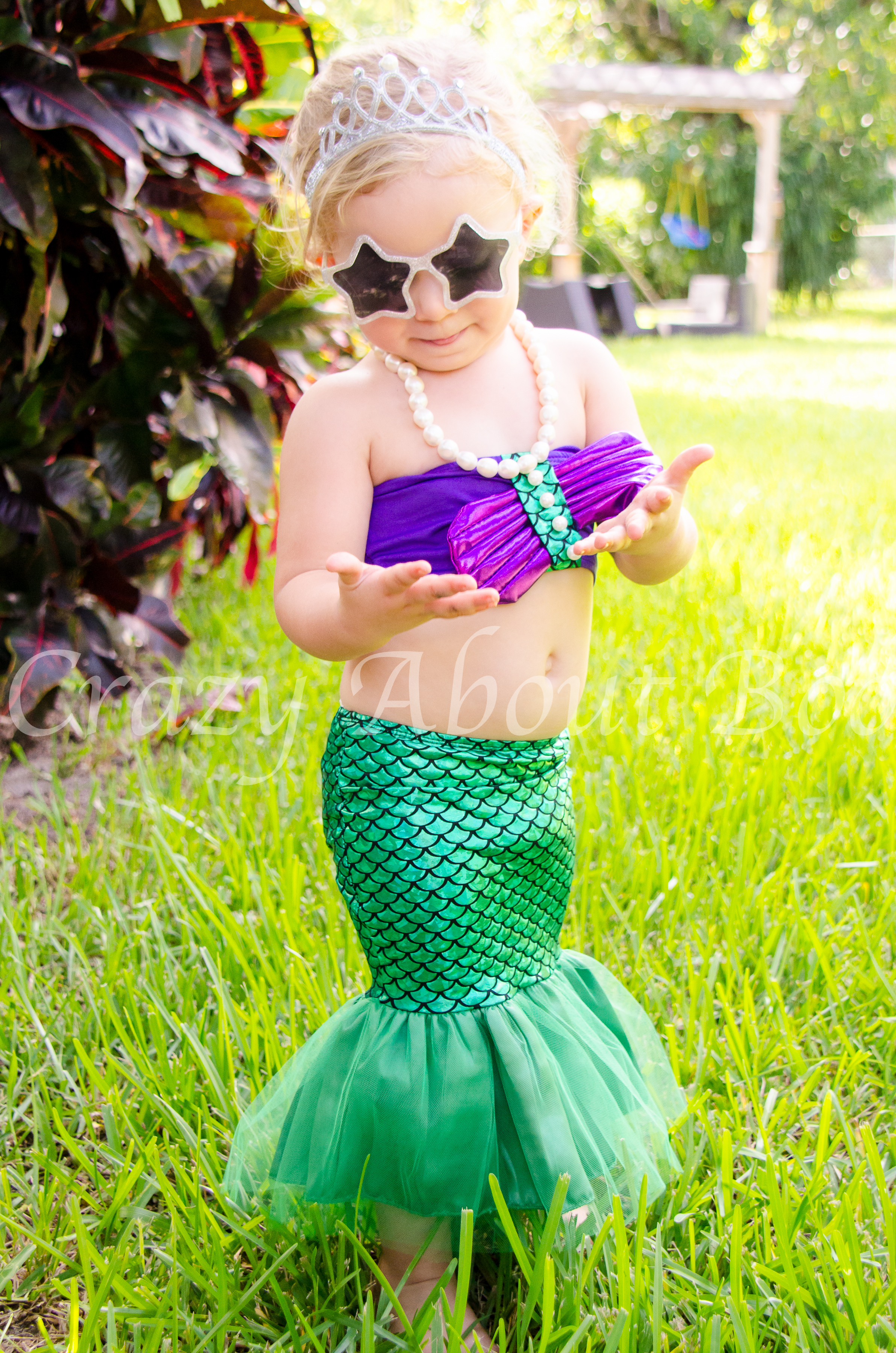 Baby Girl's Little Mermaid Pearl Bikini Tail Swimsuit Bathing Suit - 2 pcs